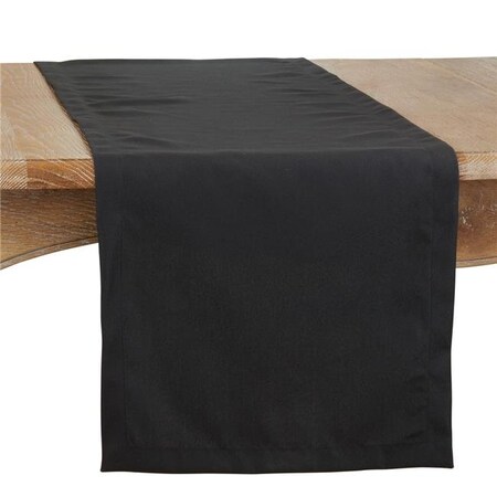 Saro Saro 321.BK1672B 16 x 72 in. Casual Design Everyday Oblong Table Runner; Black 321.BK1672B